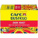 Café Bustelo Dark Roast, Single Serve Coffee Pods, 10 Count (Pack of 1)