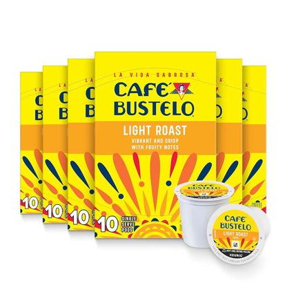 Café Bustelo Light Roast, Single Serve Coffee Pods, 10 Count (Pack of 6)