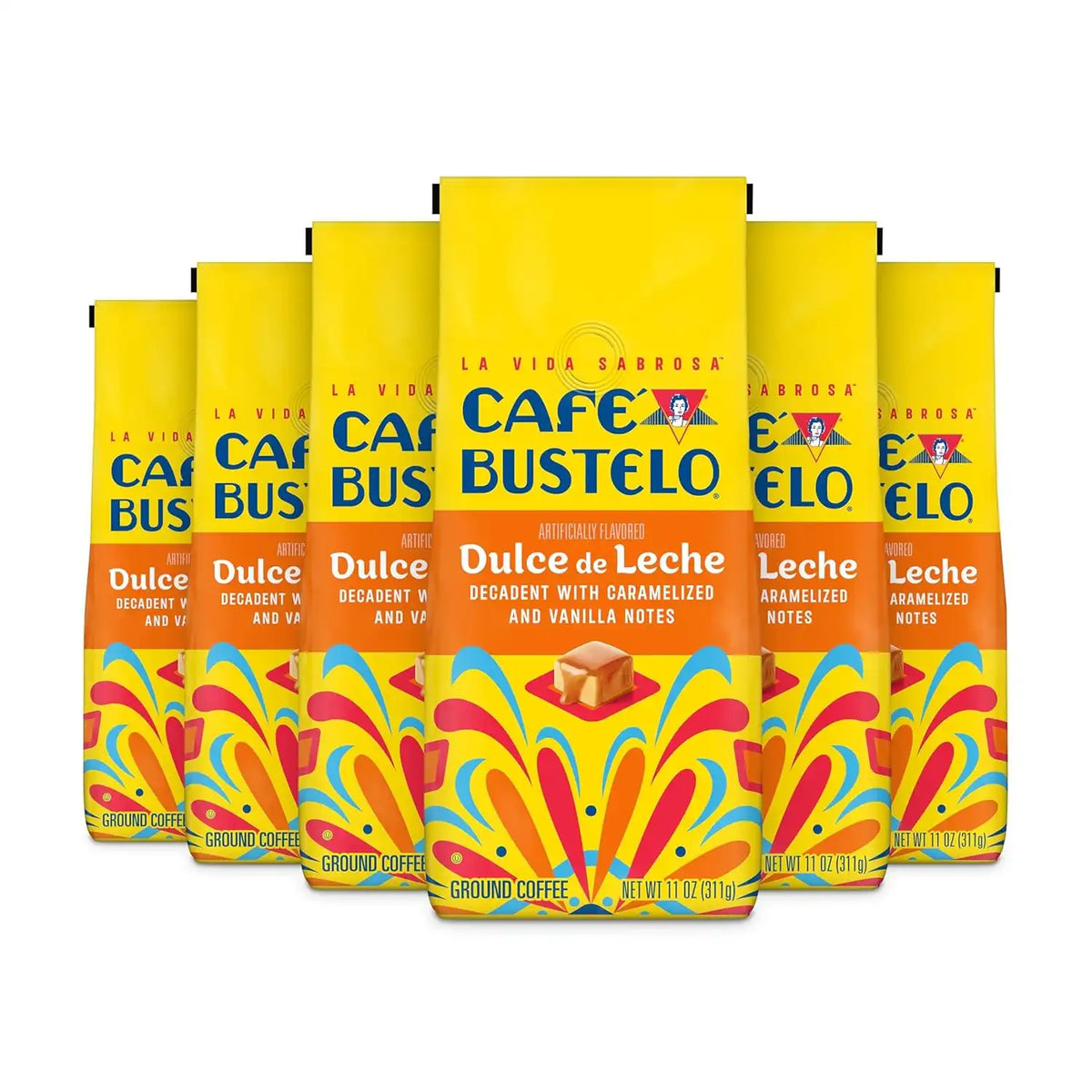 Café Bustelo Dulce de Leche Artificially Flavored Ground Coffee, 11-Oz. Bag (Pack of 6)