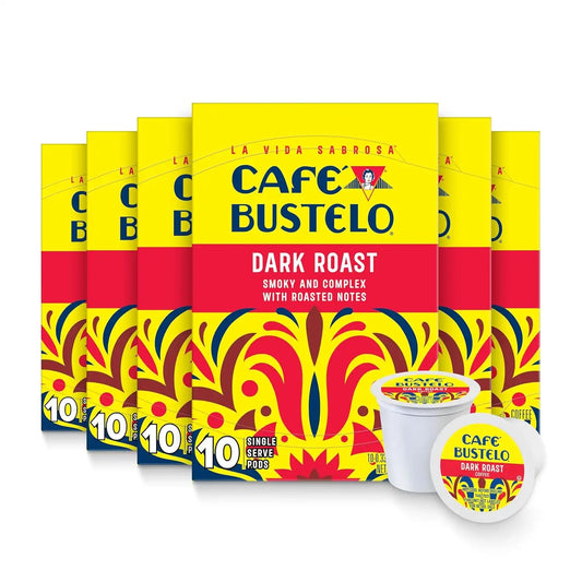 Café Bustelo Dark Roast, Single Serve Coffee Pods, 10 Count (Pack of 6)