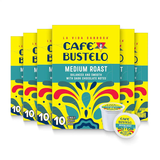 Café Bustelo Medium Roast, Single Serve Coffee Pods, 10 Count (Pack of 6)